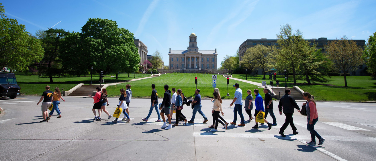 Families on a campus walking tour